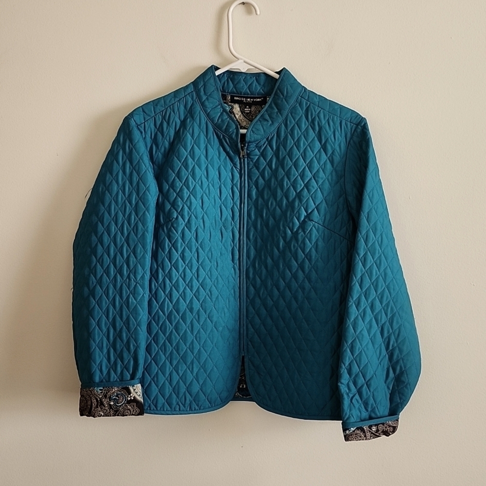 Briggs New York paisley lined quilted lightweight jacket full zip women's LP